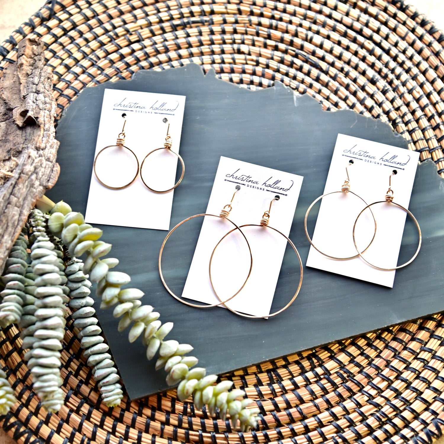 Hammered Hoops Earrings (No-gems)