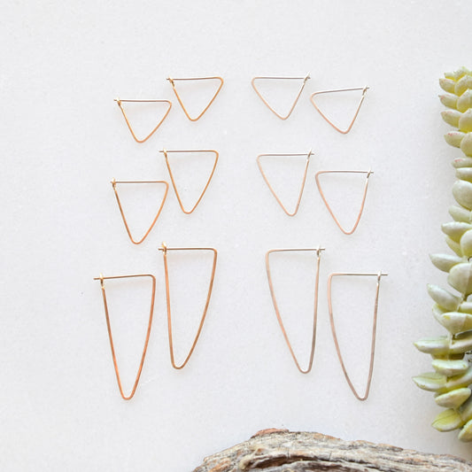 Hammered Hoops: Triangle Infinity Hoops in Gold or Silver