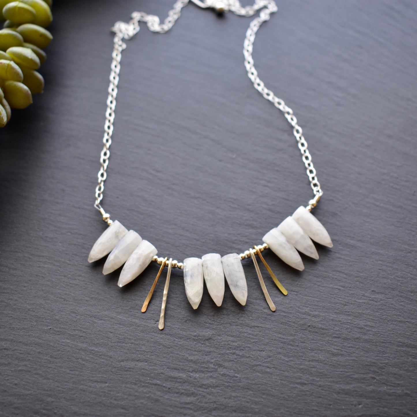 Sticks & Stones: Moonstone + Mixed Metal Necklace