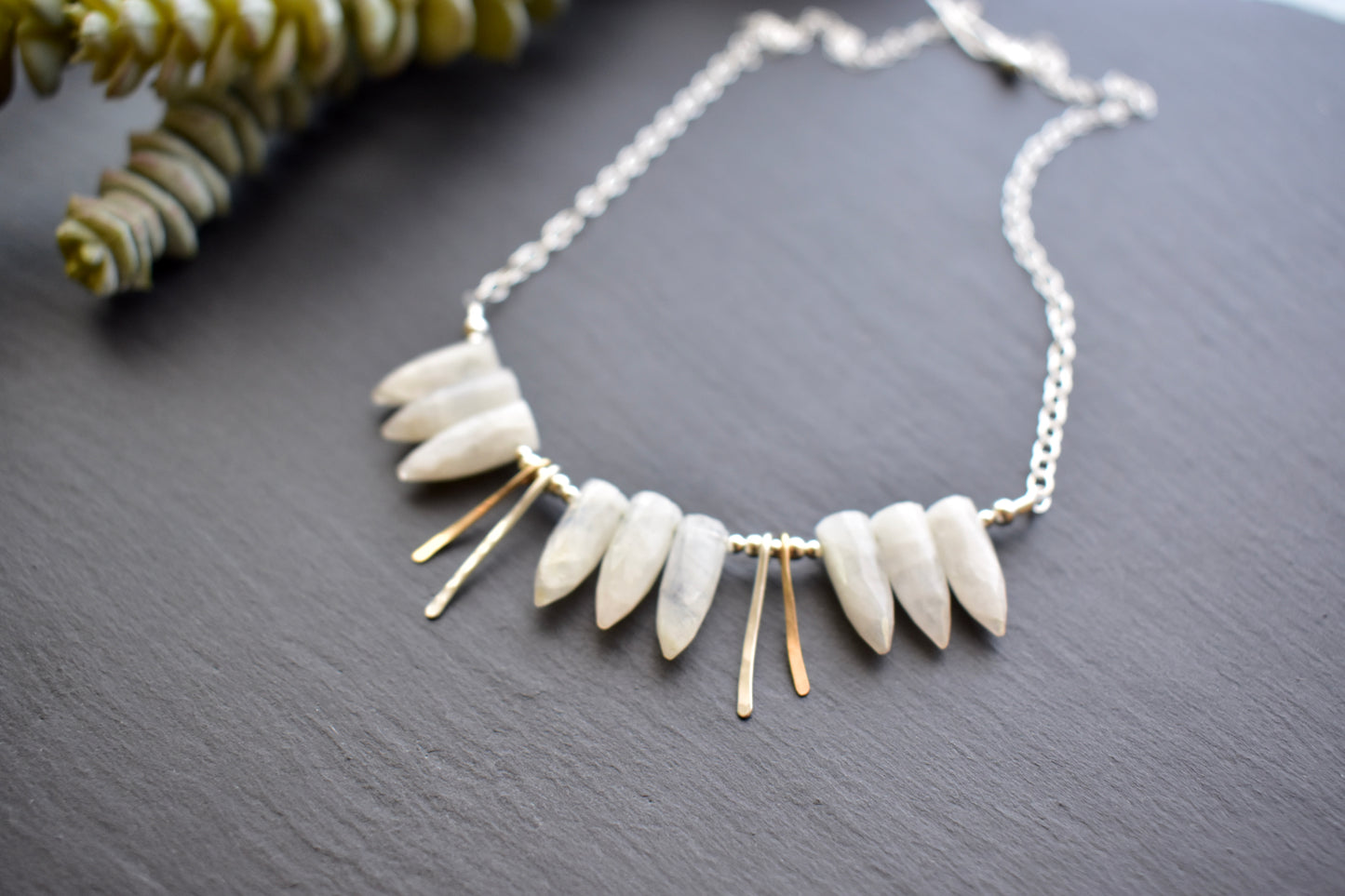 Sticks & Stones: Moonstone + Mixed Metal Necklace