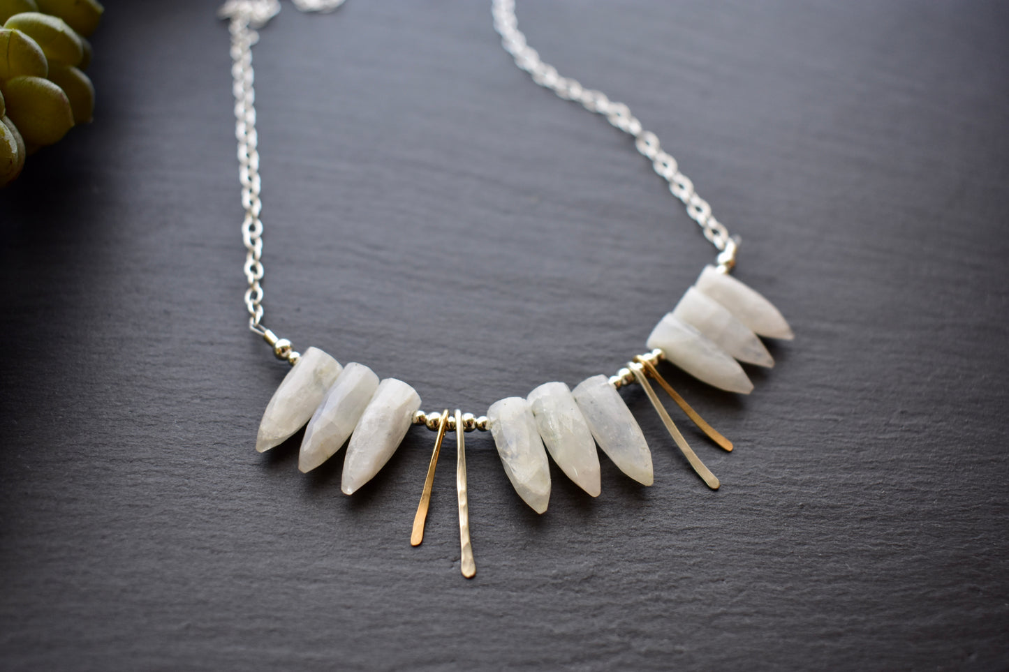 Sticks & Stones: Moonstone + Mixed Metal Necklace