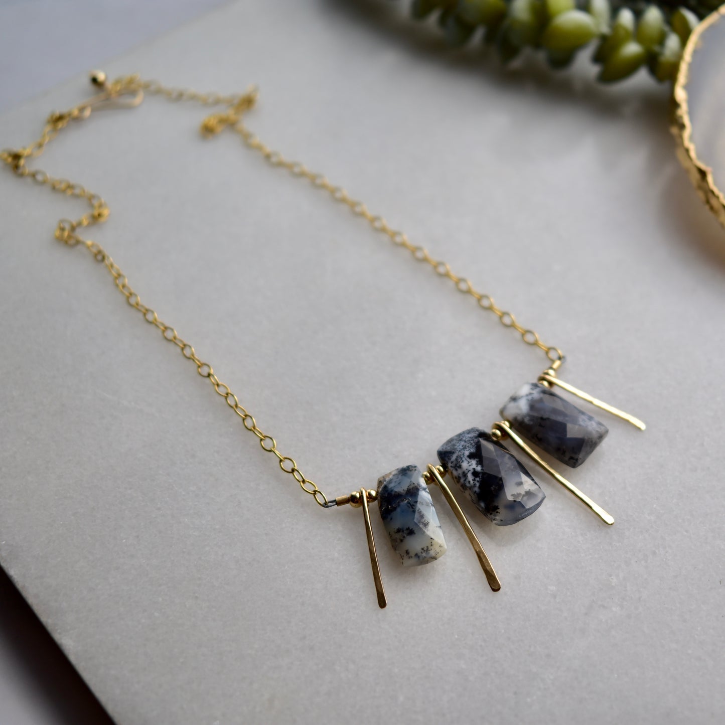 Sticks & Stones: Dendrite Opal + Gold Necklace