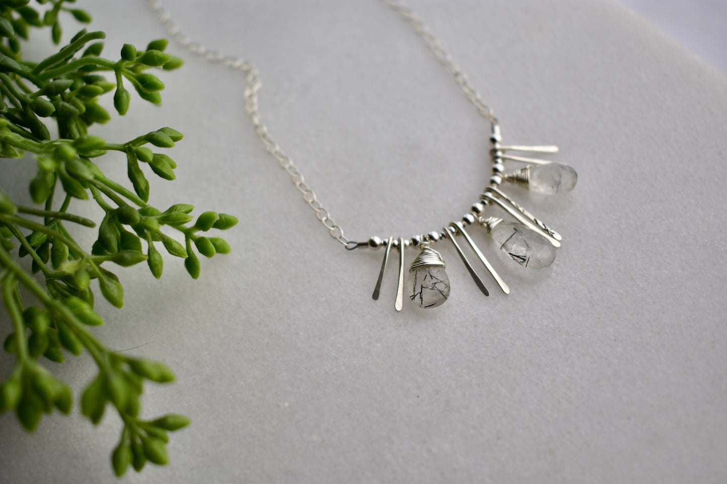 Sticks & Stones: Tourmaline Quartz + Silver Necklace