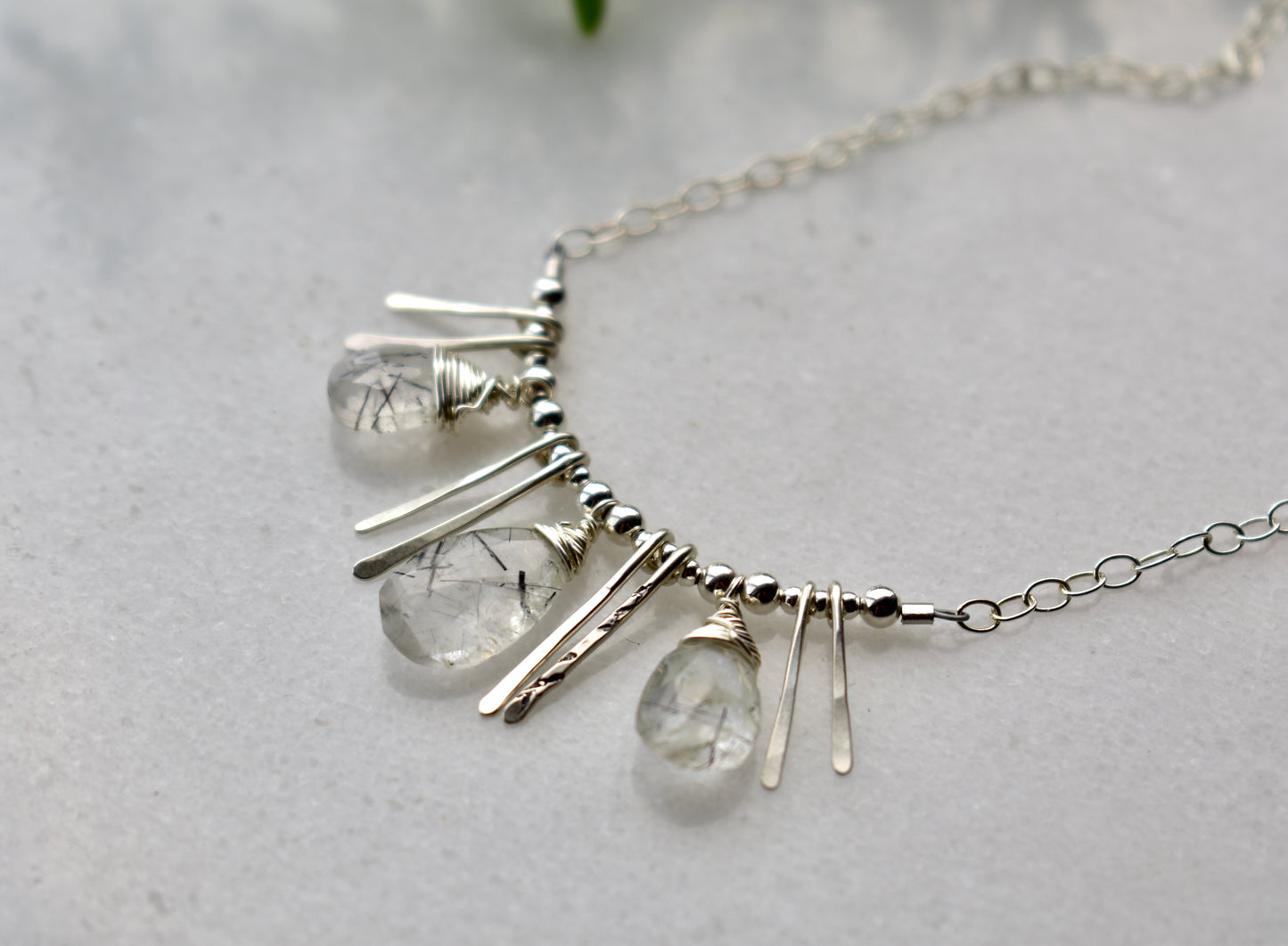 Sticks & Stones: Tourmaline Quartz + Silver Necklace