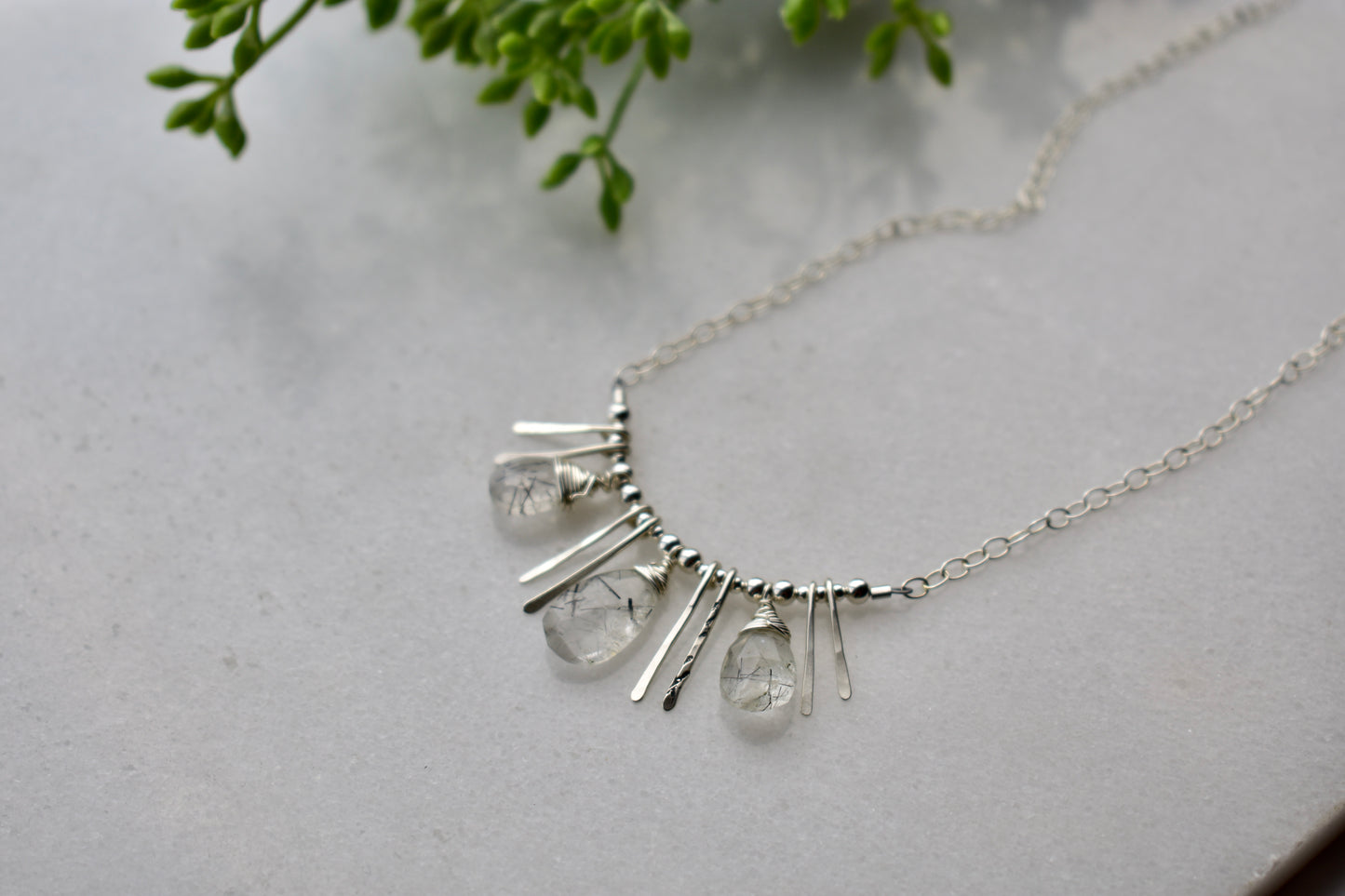 Sticks & Stones: Tourmaline Quartz + Silver Necklace