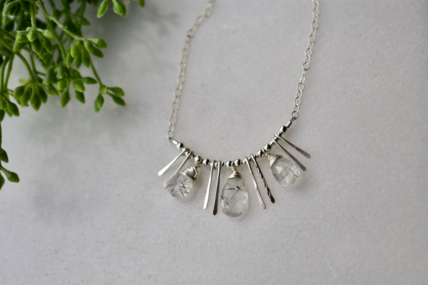 Sticks & Stones: Tourmaline Quartz + Silver Necklace