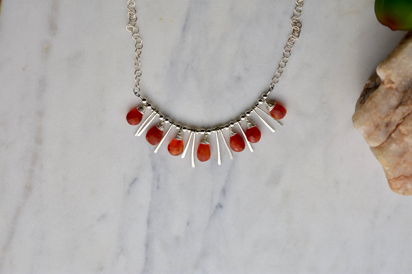 Sticks & Stones: Carnelian + Silver Necklace