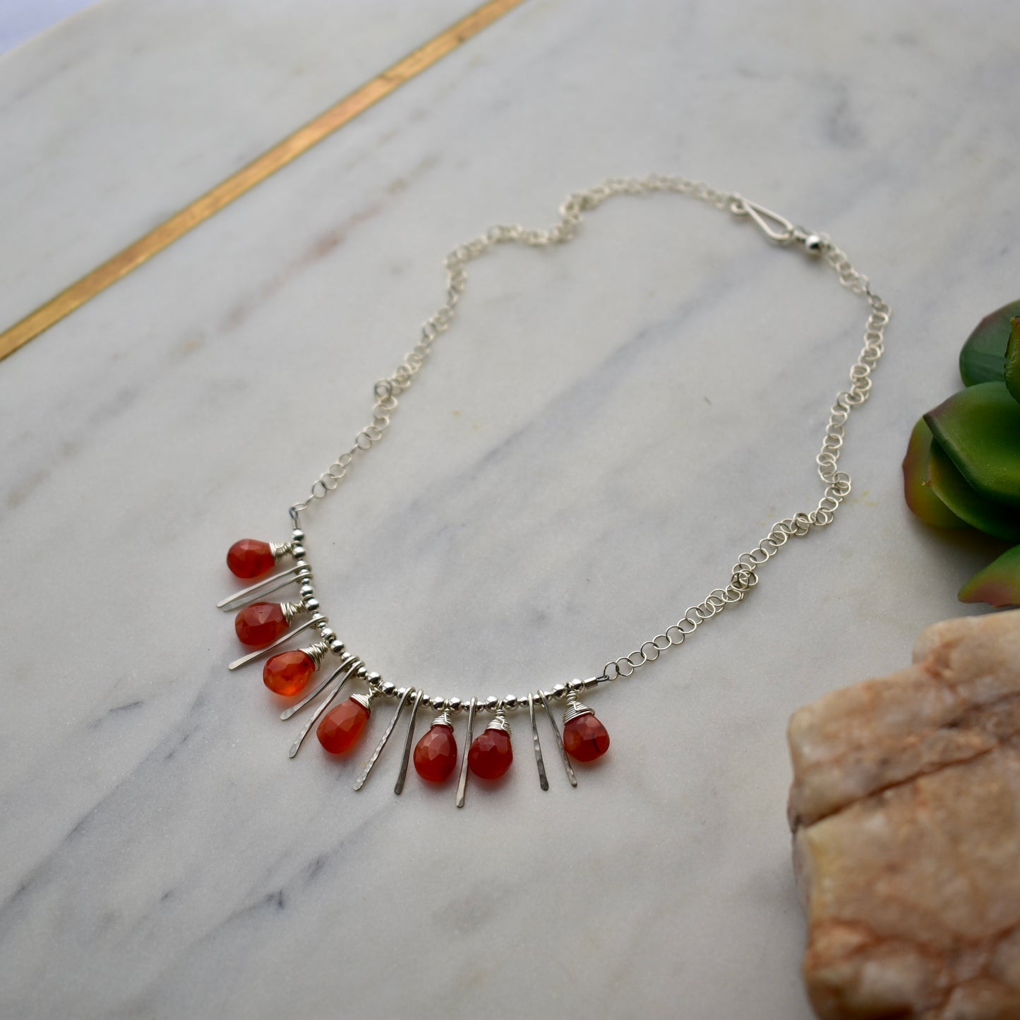 Sticks & Stones: Carnelian + Silver Necklace