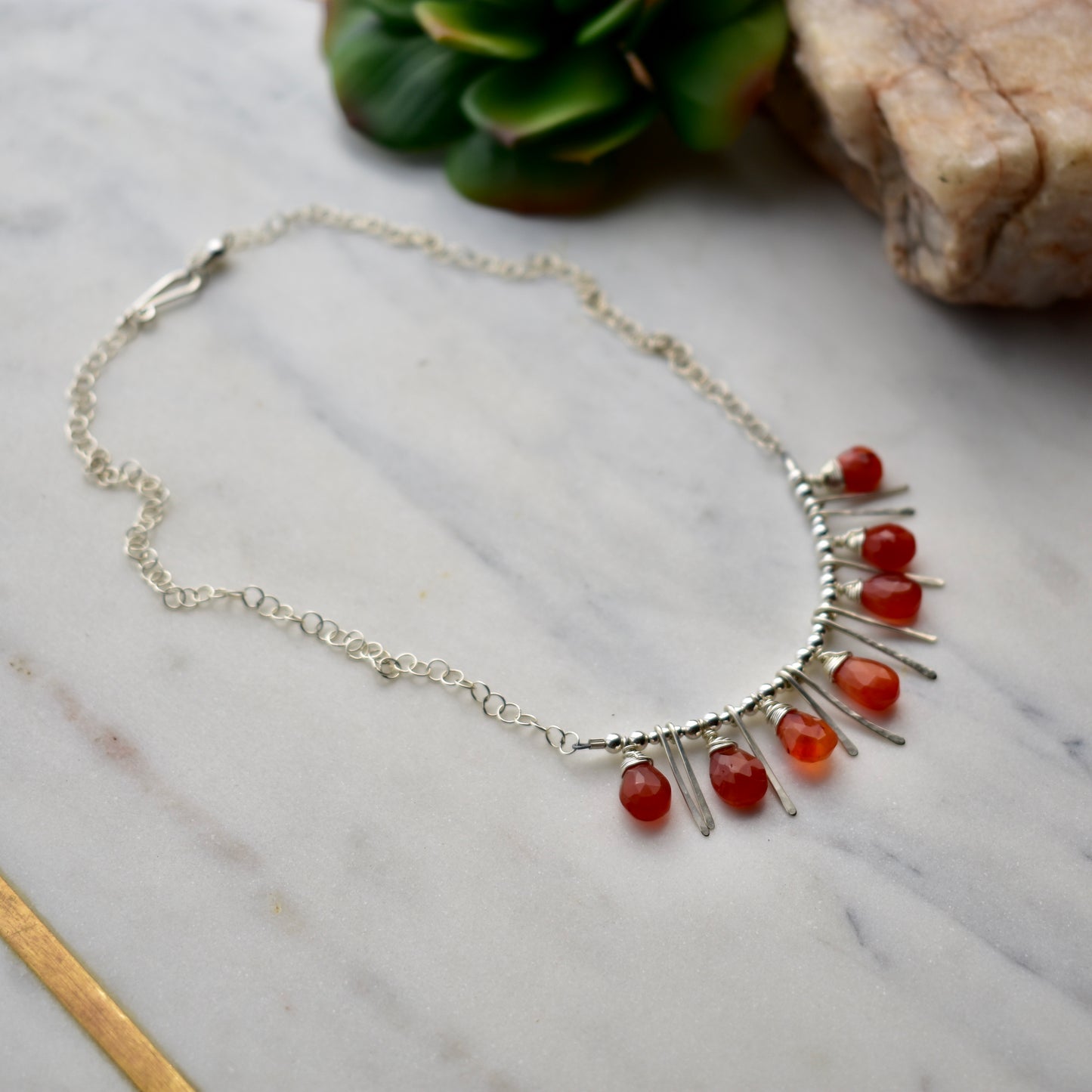 Sticks & Stones: Carnelian + Silver Necklace