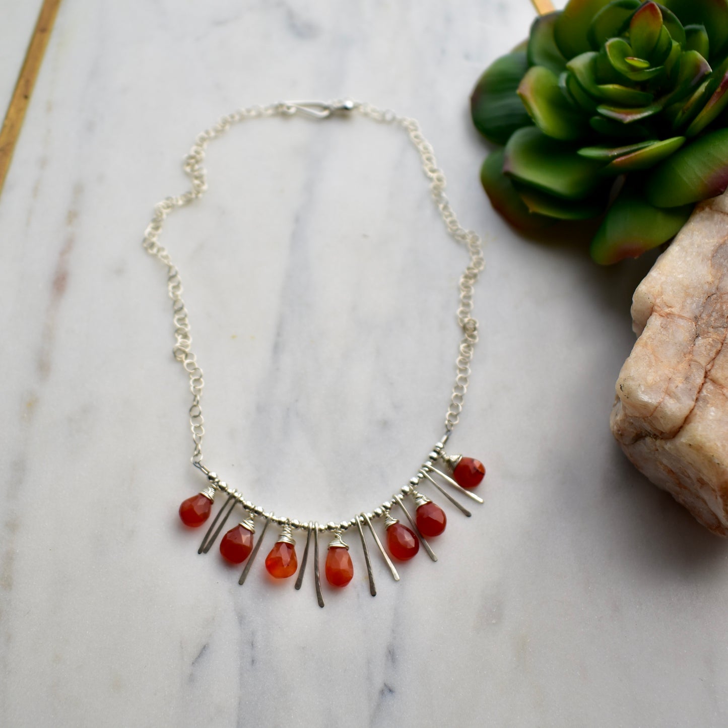 Sticks & Stones: Carnelian + Silver Necklace