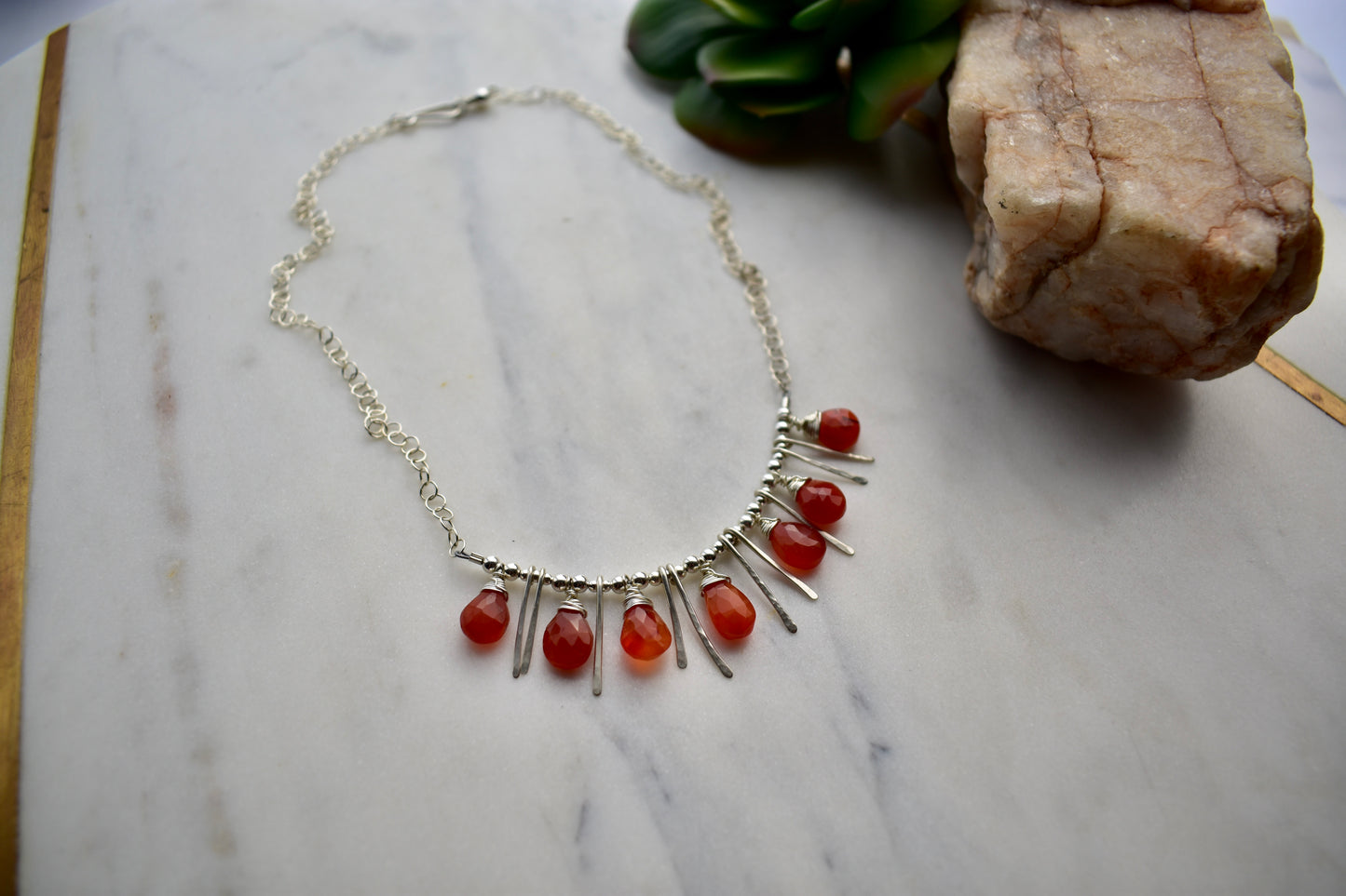 Sticks & Stones: Carnelian + Silver Necklace