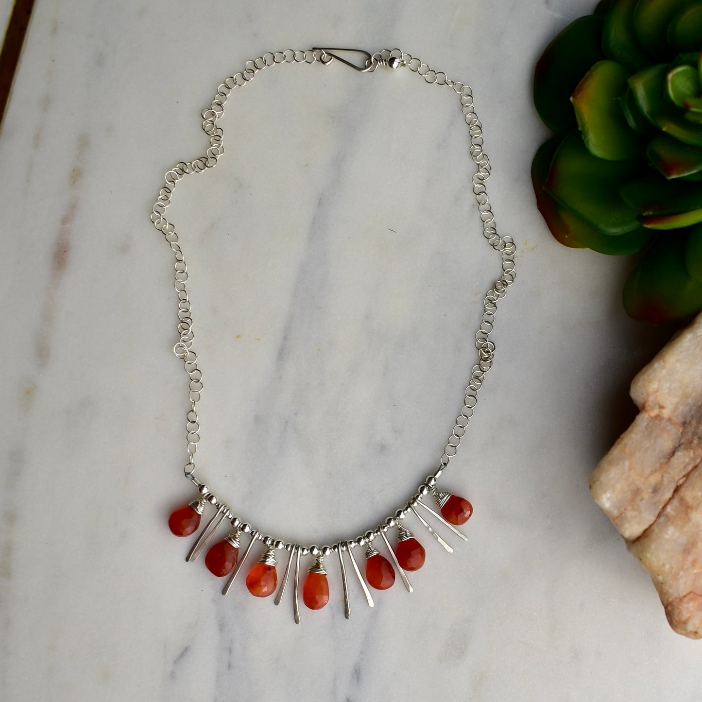 Sticks & Stones: Carnelian + Silver Necklace