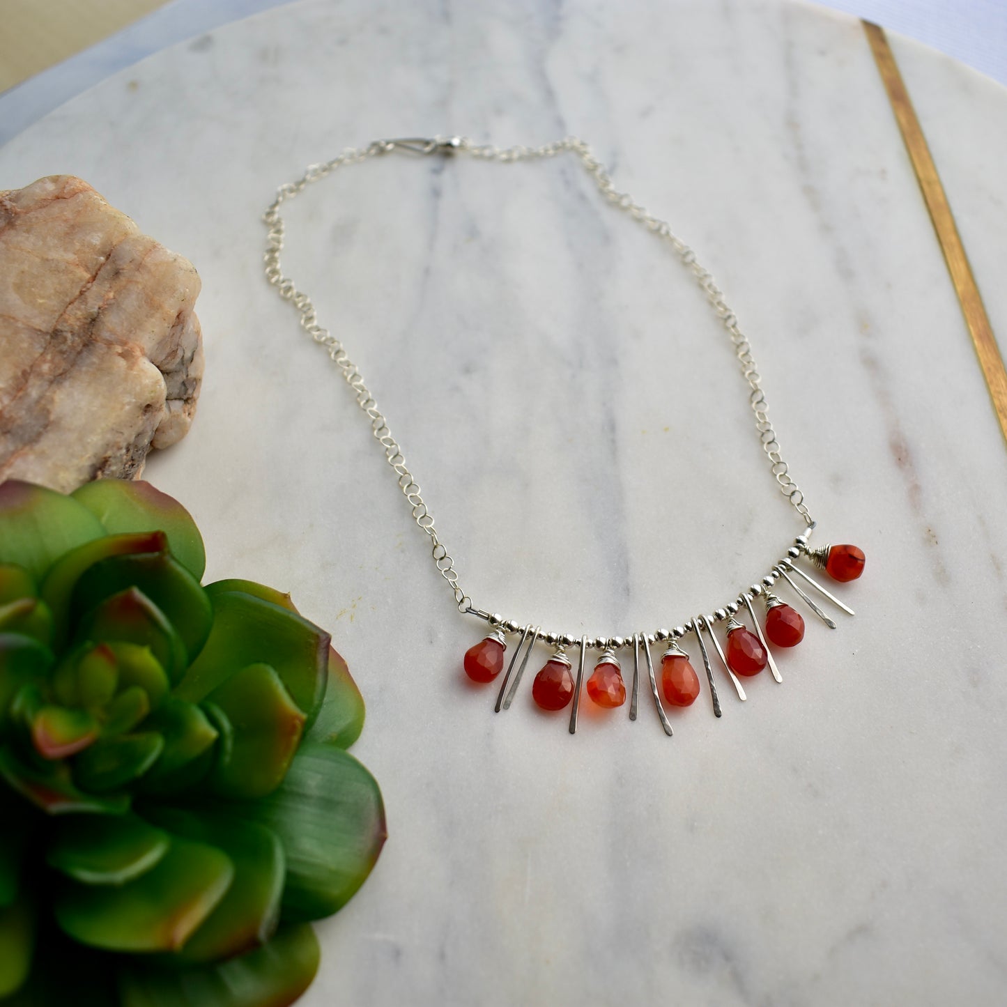 Sticks & Stones: Carnelian + Silver Necklace