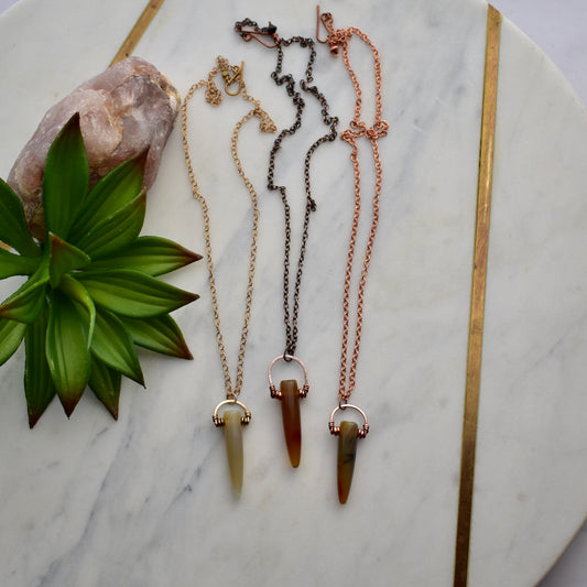 Hammered Hoops: Agate Point Necklaces