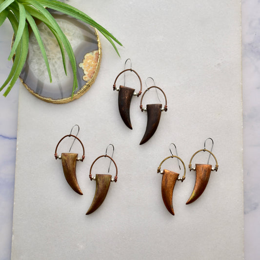 Hammered Hoops: Copper Claw Earrings