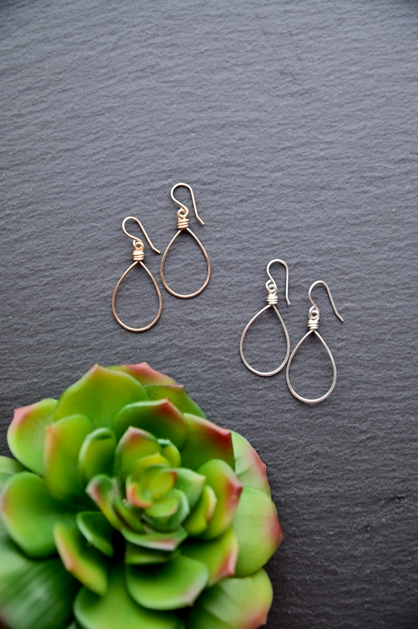 Hammered Hoops: Gold or Silver Teardrop Hoop Earrings