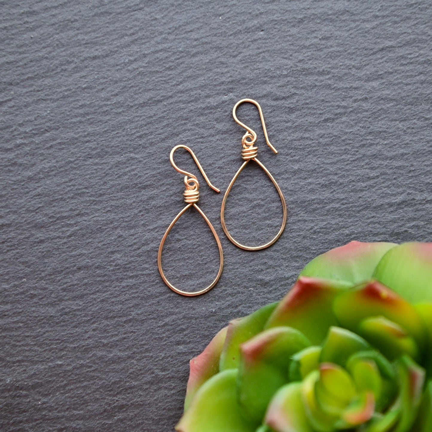 Hammered Hoops: Gold or Silver Teardrop Hoop Earrings