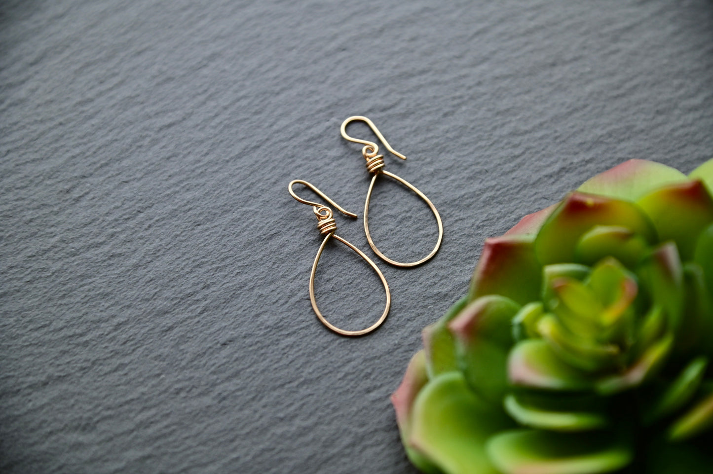 Hammered Hoops: Gold or Silver Teardrop Hoop Earrings