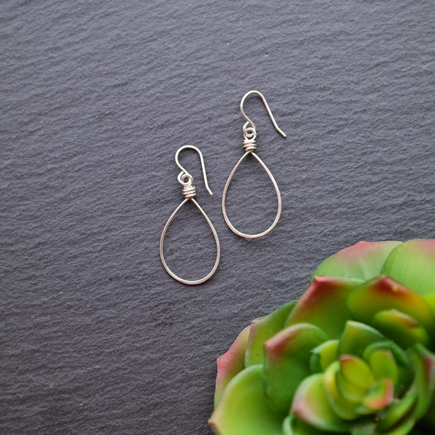 Hammered Hoops: Gold or Silver Teardrop Hoop Earrings