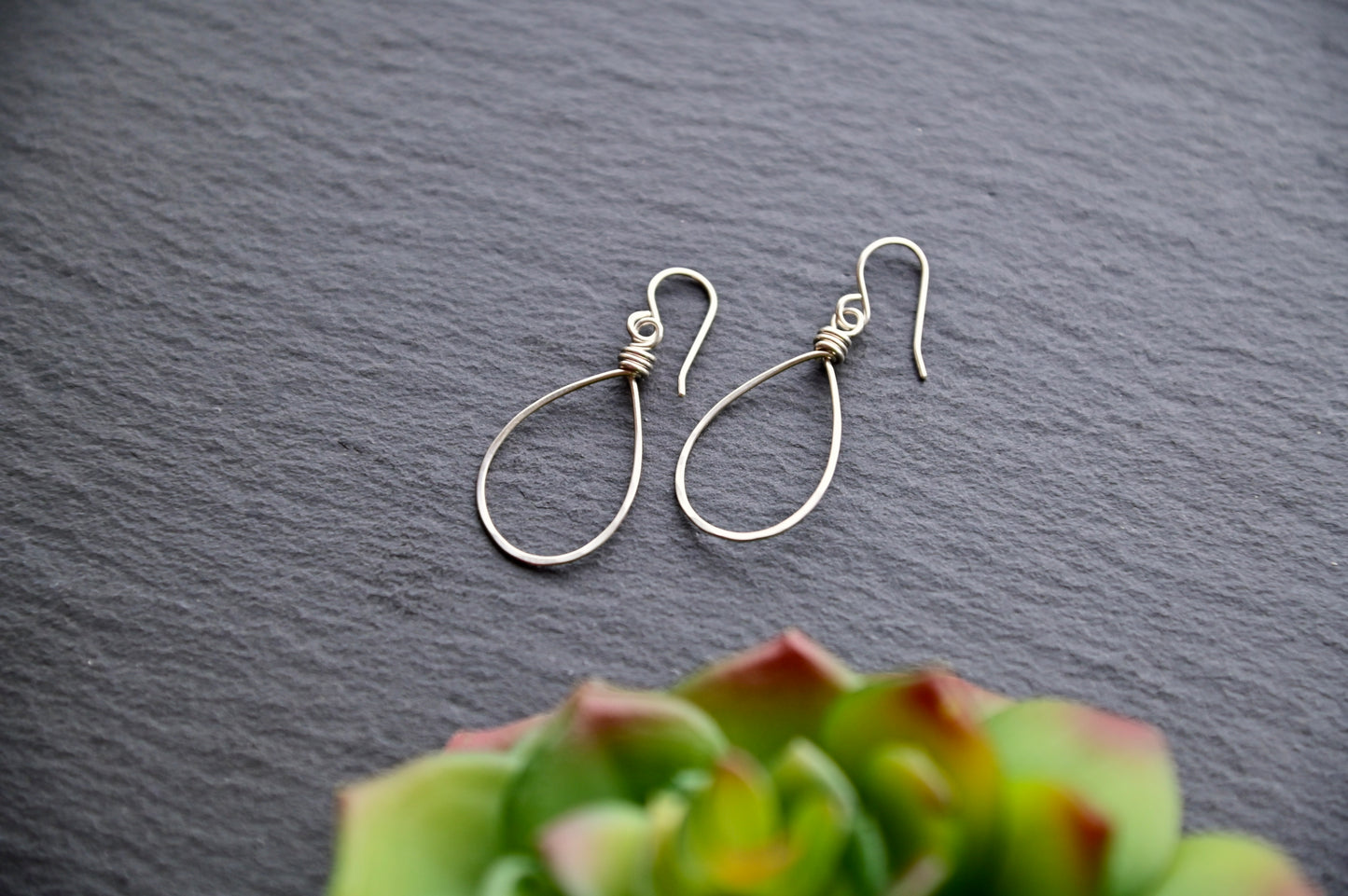 Hammered Hoops: Gold or Silver Teardrop Hoop Earrings