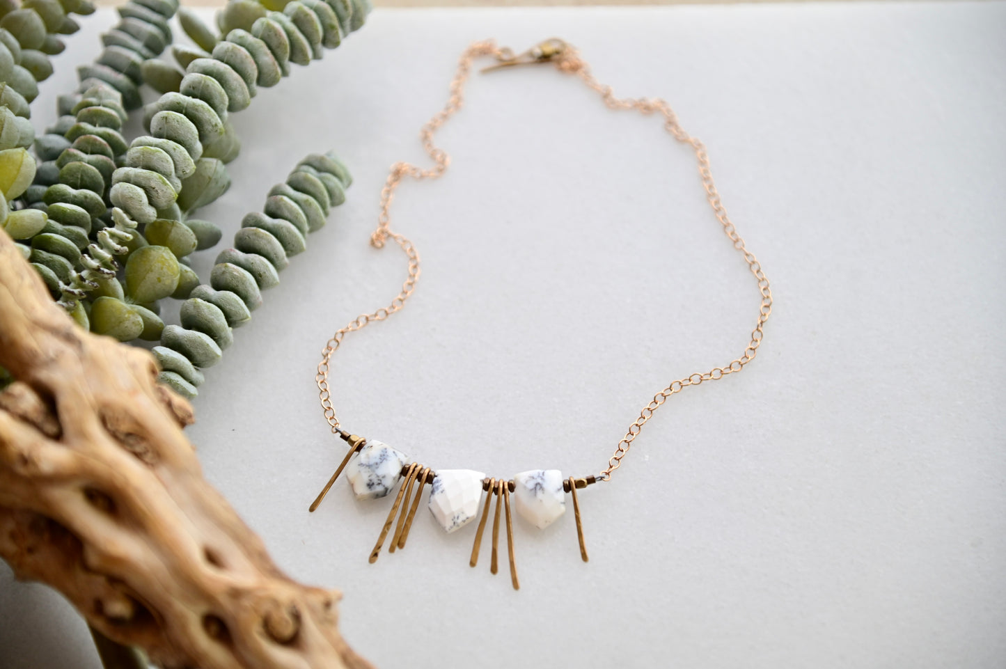 Sticks & Stones: Dendrite Opal + Brass Necklace