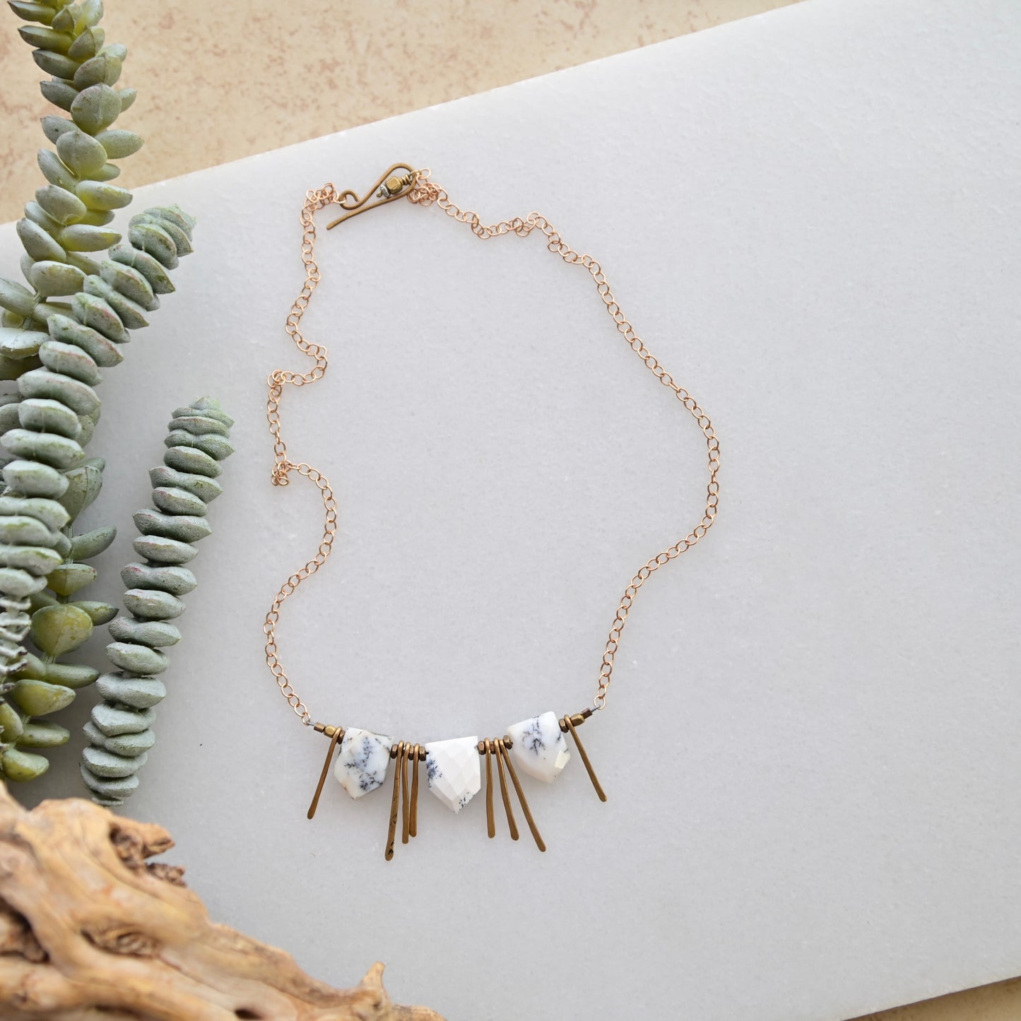 Sticks & Stones: Dendrite Opal + Brass Necklace