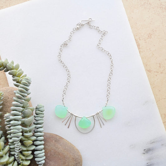 Sticks & Stones: Green Chalcedony + Silver Necklace