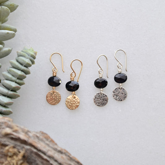 Black Onyx Mini Moon Earrings