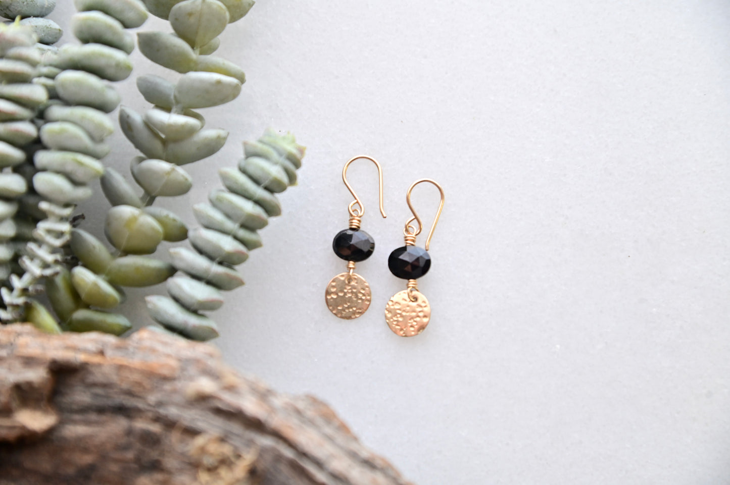 Black Onyx Mini Moon Earrings