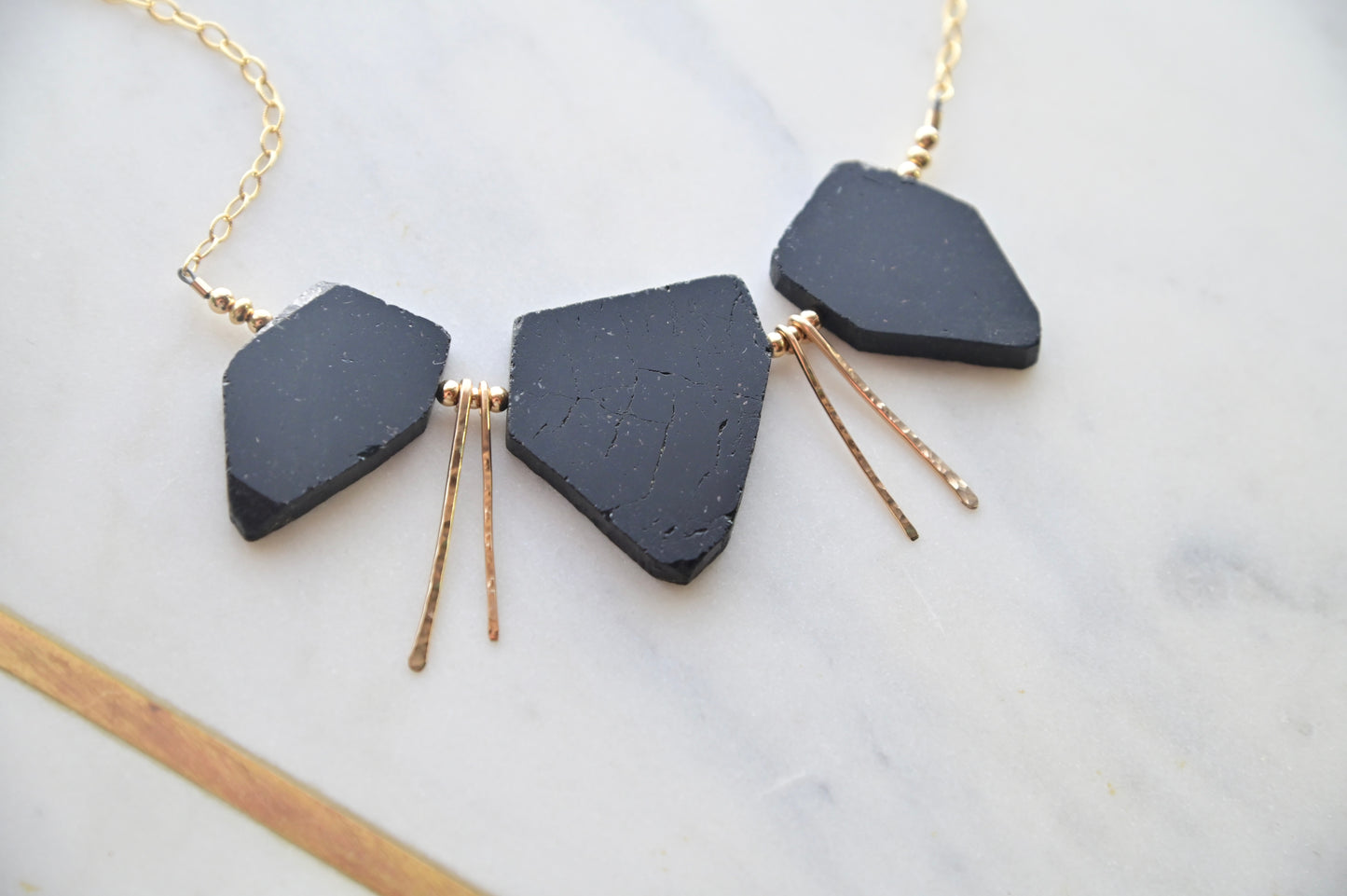 Sticks & Stones: Black Tourmaline + Gold Necklace