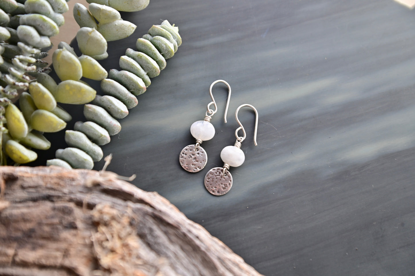 Silver Elements: Moonstone Mini Moon Earrings