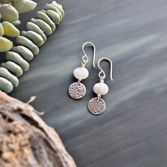 Silver Elements: Moonstone Mini Moon Earrings