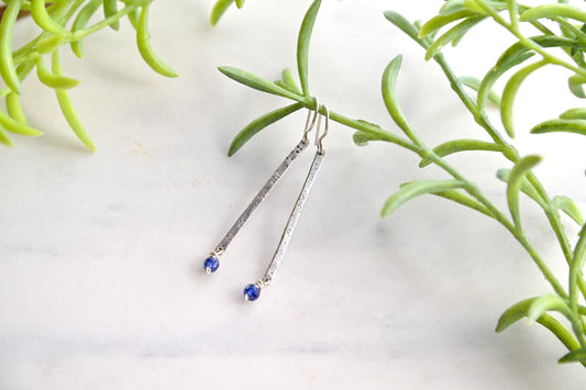 Sticks & Stones: Sapphire + Silver Earrings