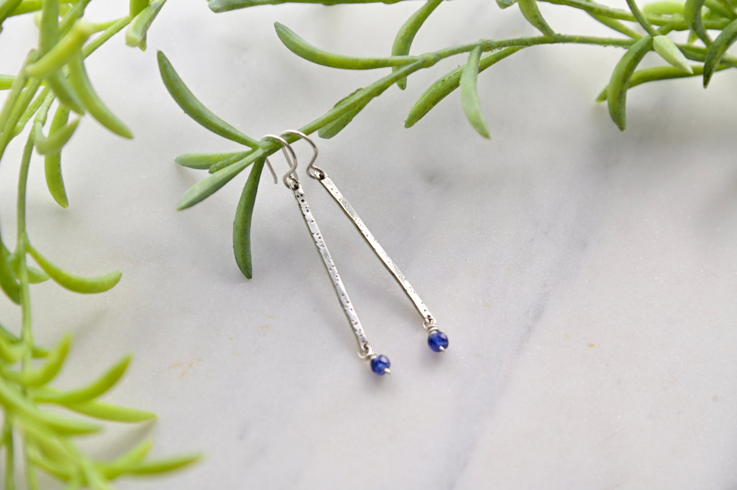 Sticks & Stones: Sapphire + Silver Earrings