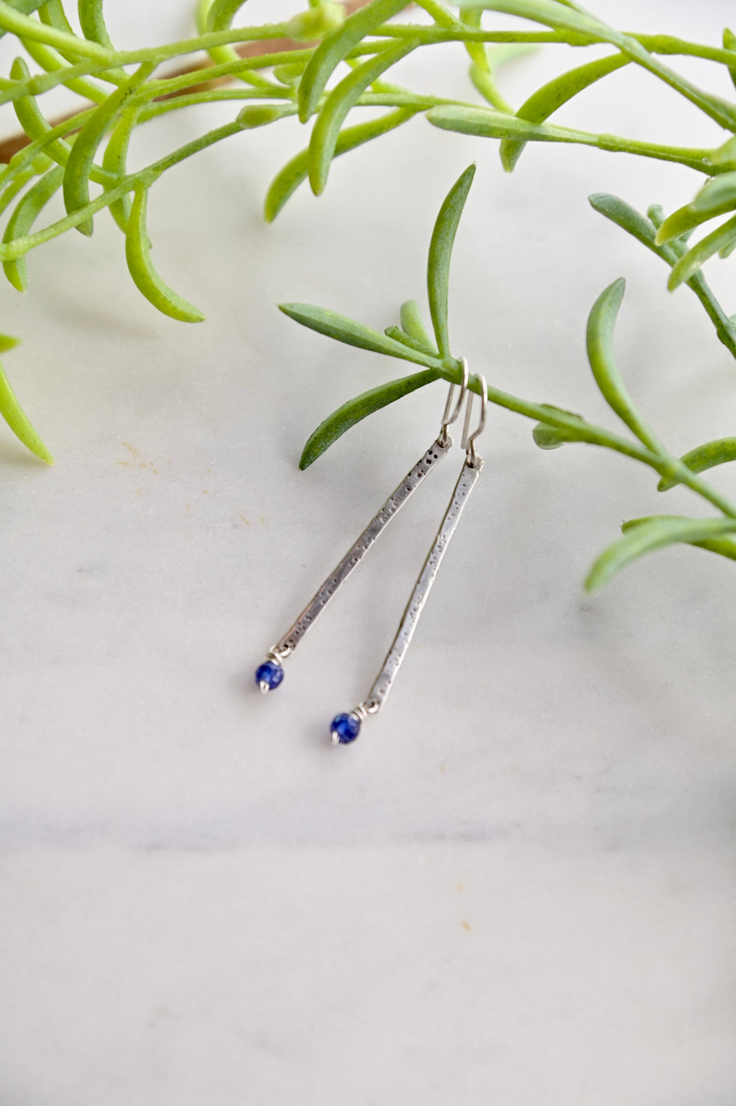 Sticks & Stones: Sapphire + Silver Earrings