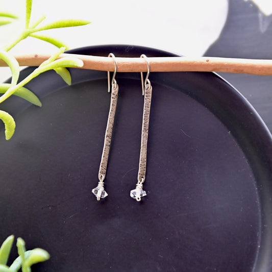 Sticks & Stones: Herkimer Diamond + Silver Earrings