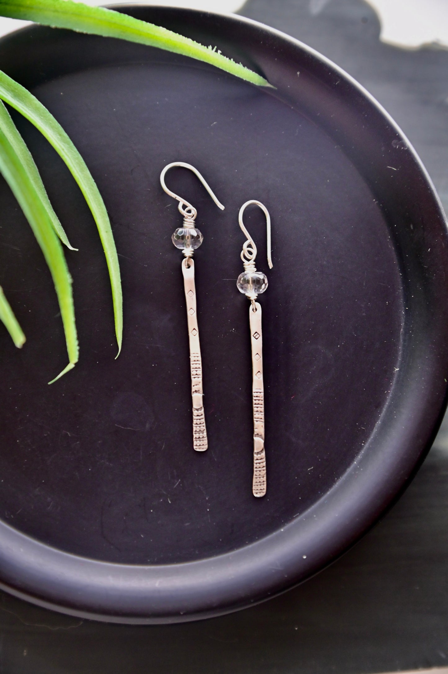 Sticks & Stones: Quartz Crystal + Silver Earrings