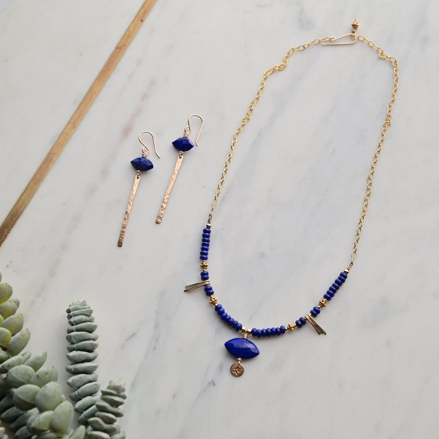 Sticks & Stones: Lapis Lazuli + Gold Necklace + Earrings