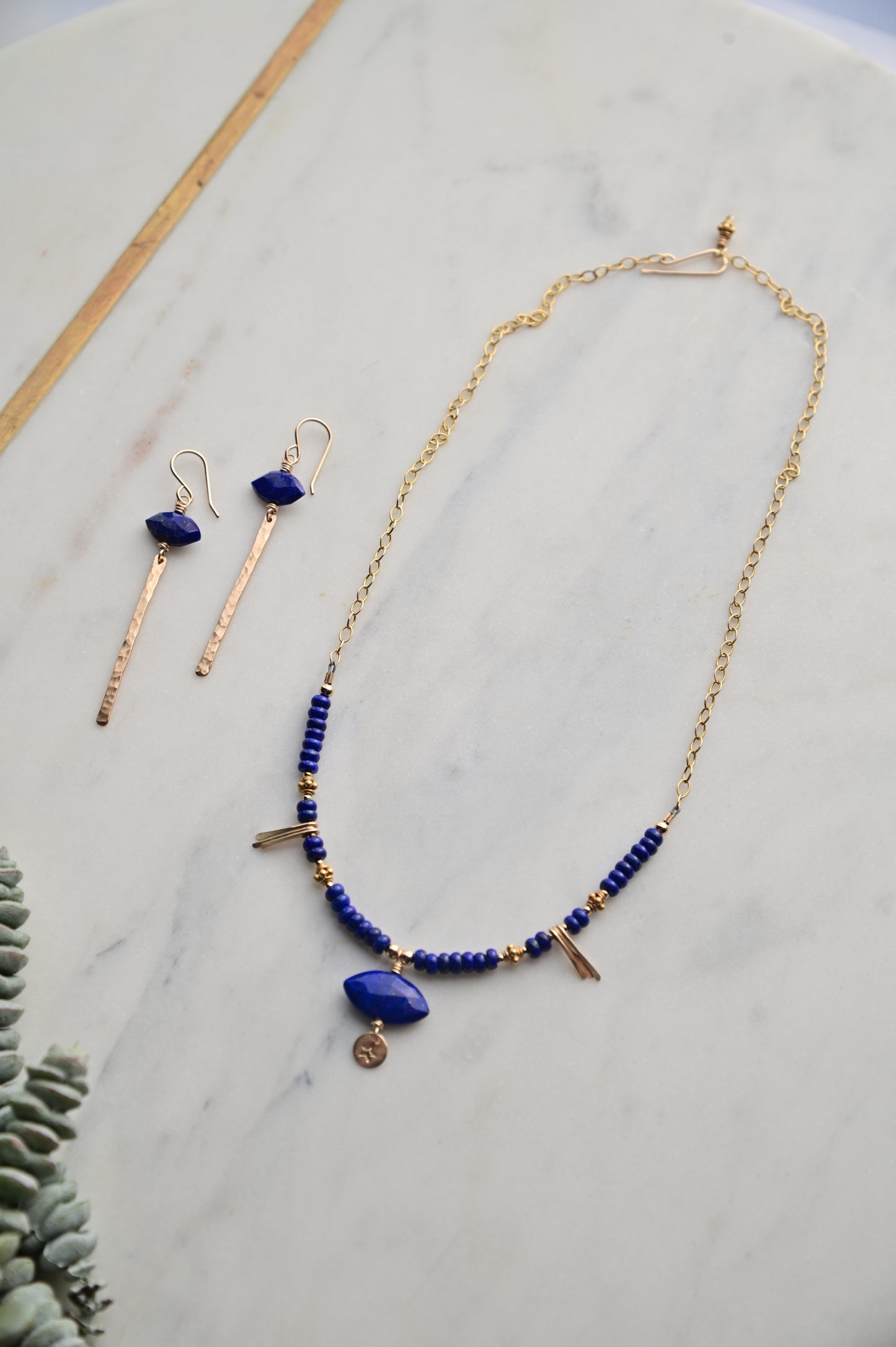 Sticks & Stones: Lapis Lazuli + Gold Necklace + Earrings