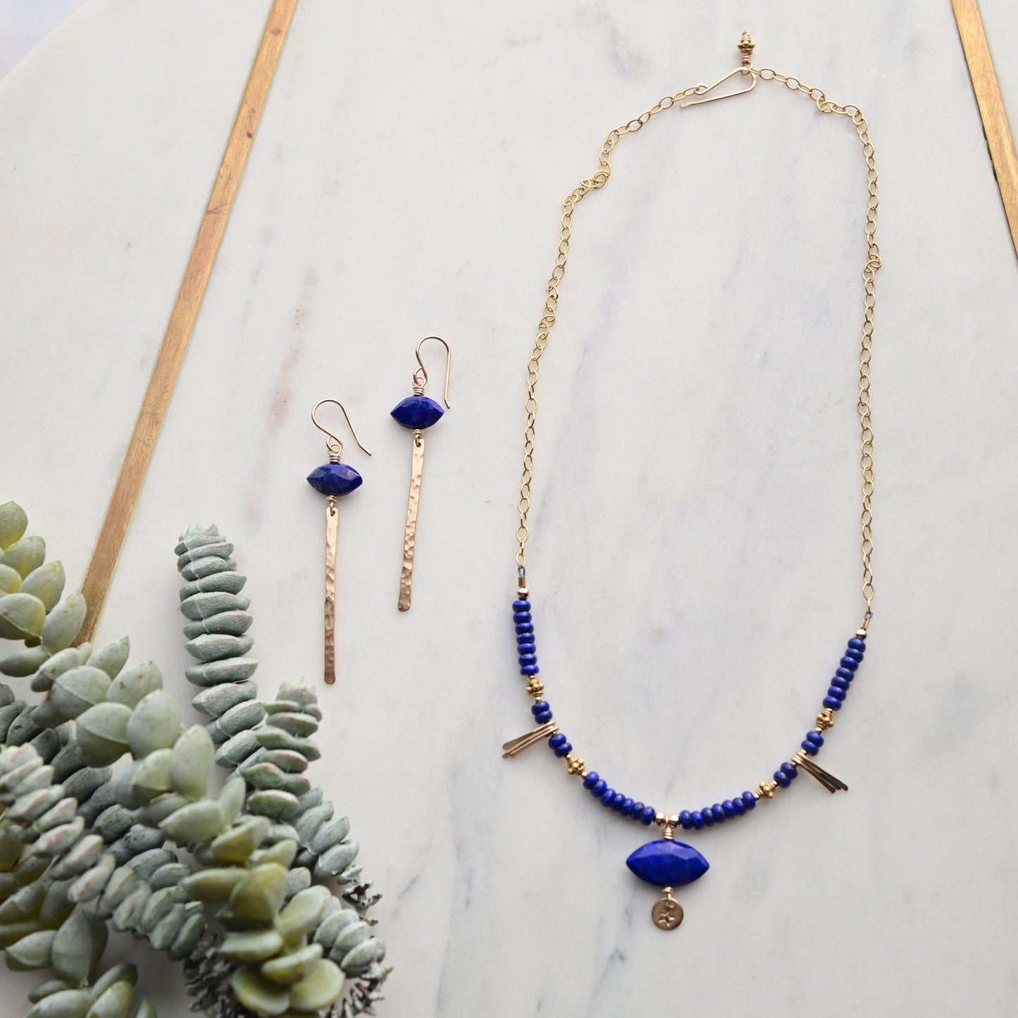 Sticks & Stones: Lapis Lazuli + Gold Necklace + Earrings