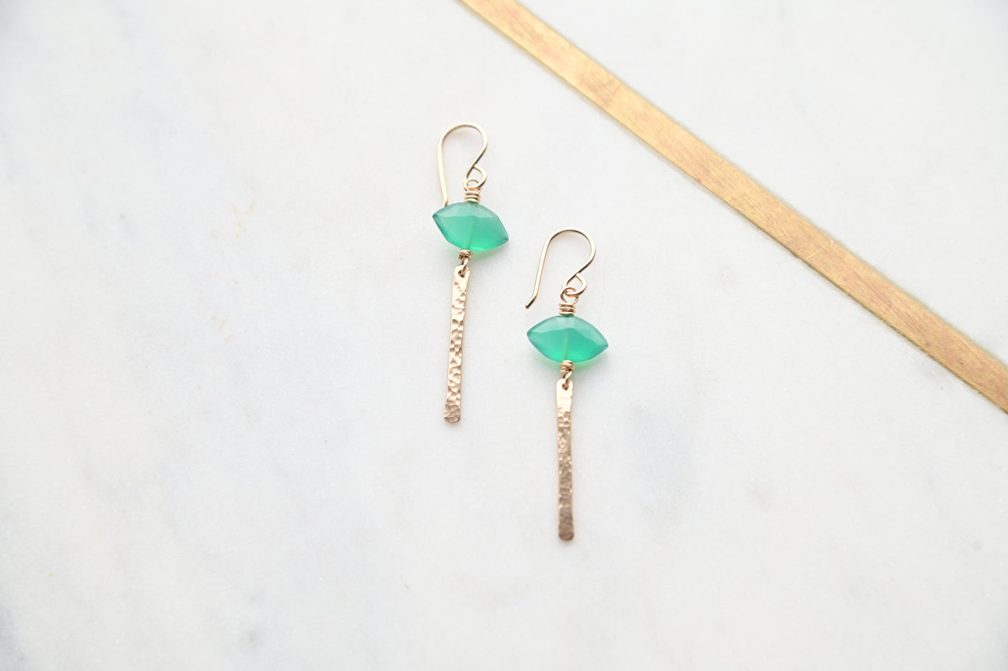 Sticks & Stones: Green Onyx + Gold Necklace + Earrings