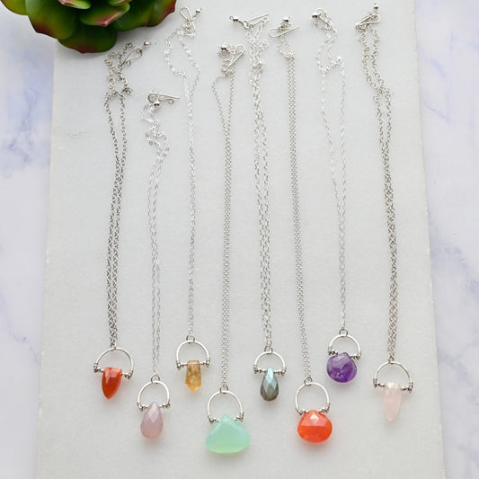 Hammered Hoops: Gemstone Necklaces