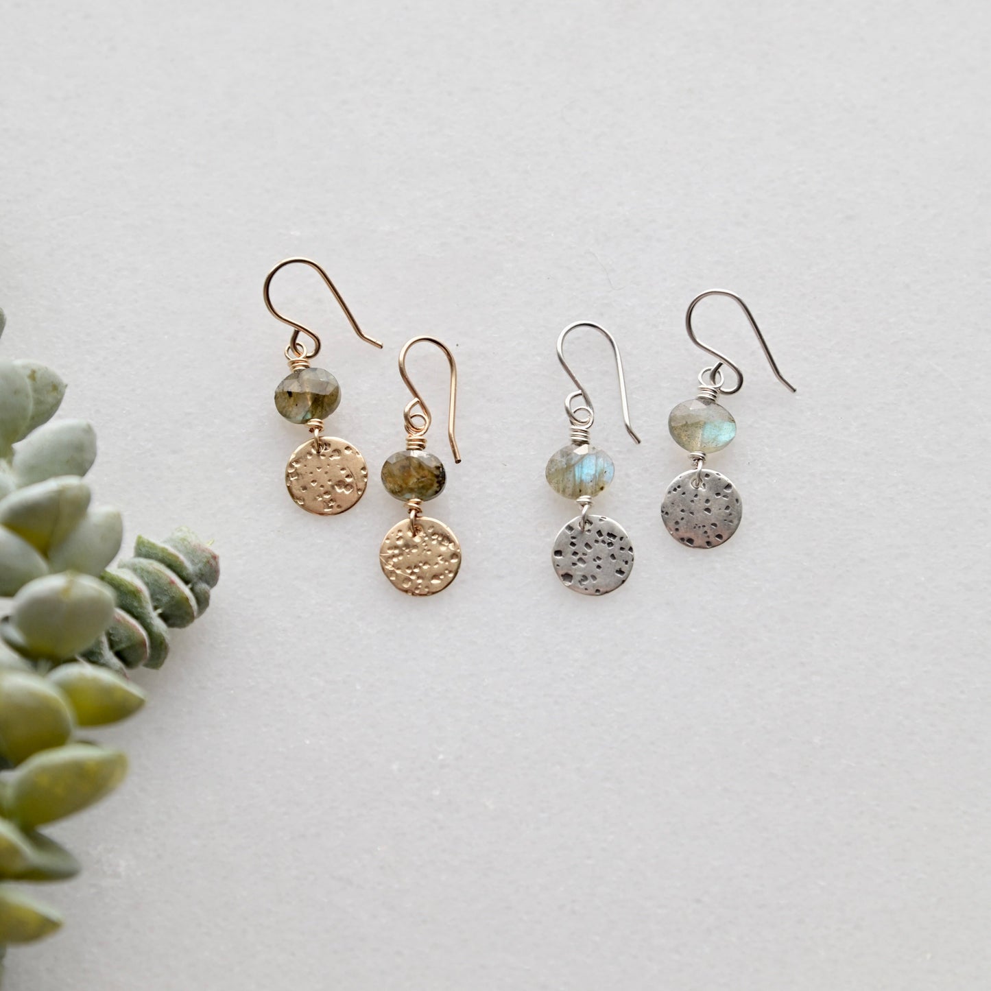 Labradorite Mini Moons Gemstone Earrings