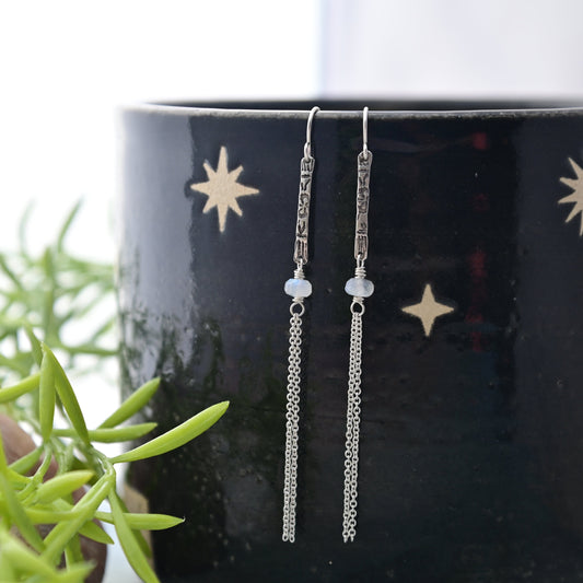 Sticks & Stones: Moonstone + Silver Earrings