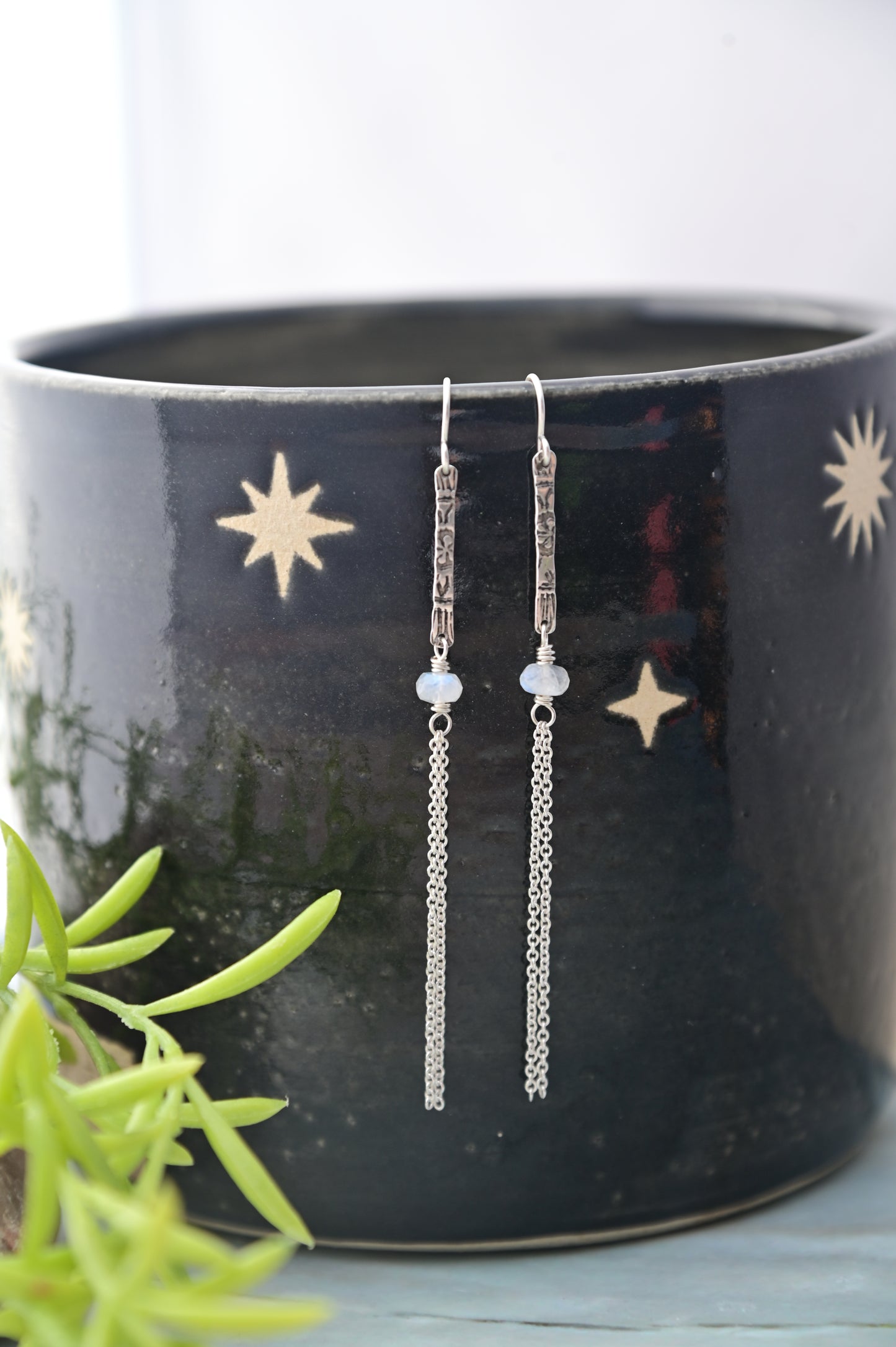 Sticks & Stones: Moonstone + Silver Earrings