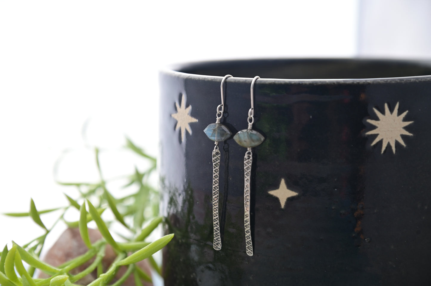 Sticks & Stones: Labradorite + Silver Earrings