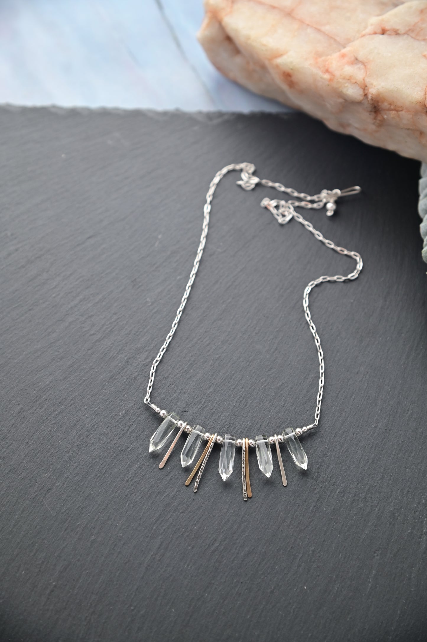 Sticks & Stones: Quartz Crystal + Silver Necklace