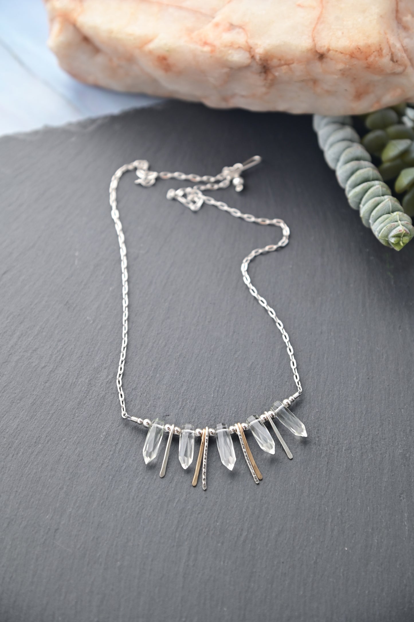 Sticks & Stones: Quartz Crystal + Silver Necklace