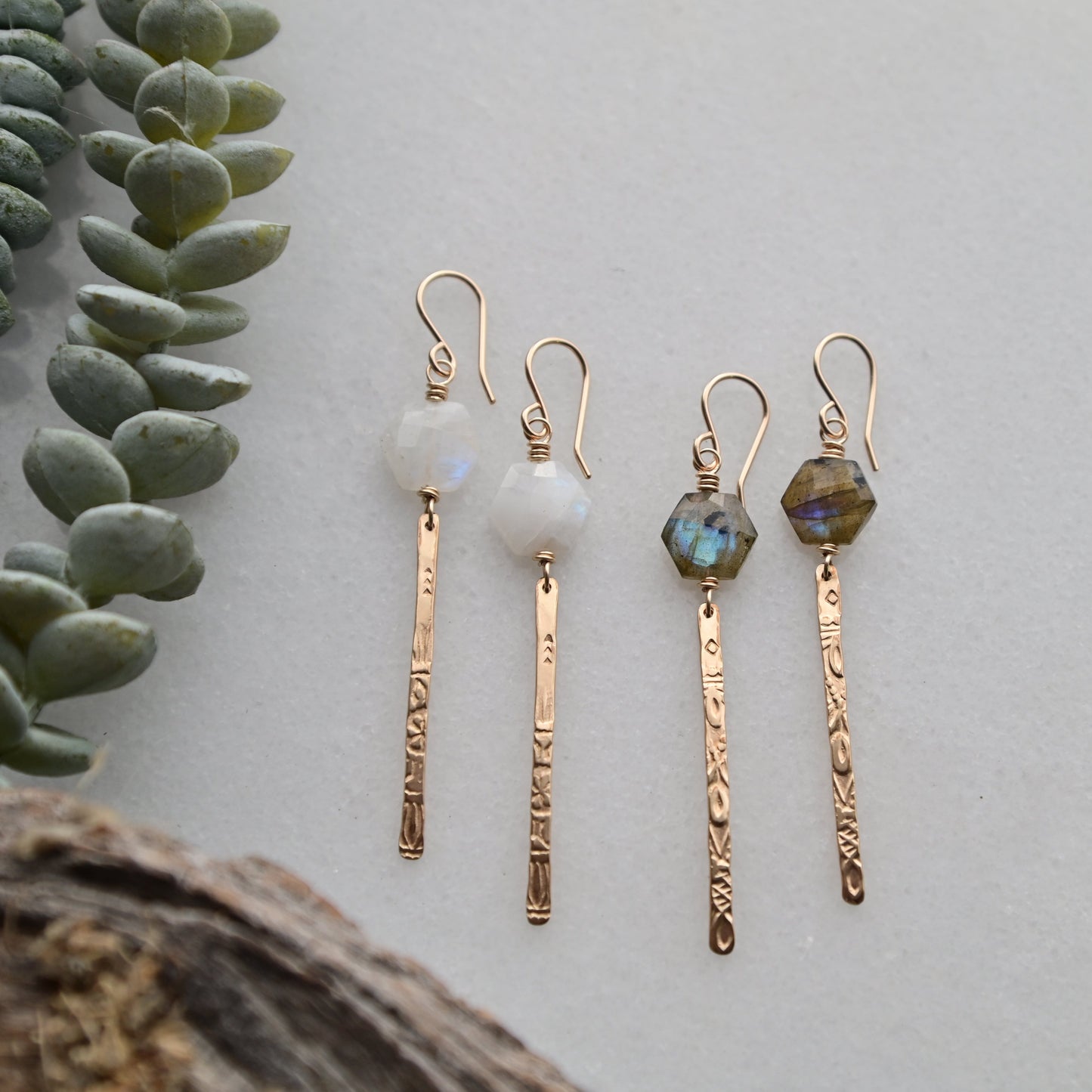 Sticks & Stones: Gemstones + Gold Earrings