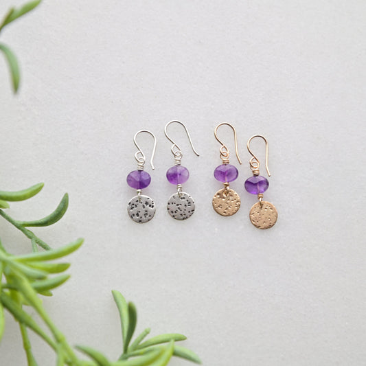 Amethyst Mini Moons Gemstone Earrings